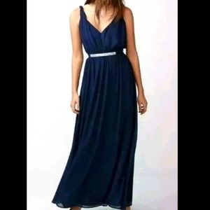 Express Navy Blue Twist Strap Flowy Maxi Dress